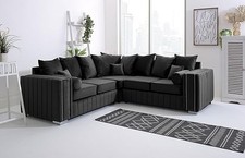 Luxus Schwarz Samt Ecksofa 5