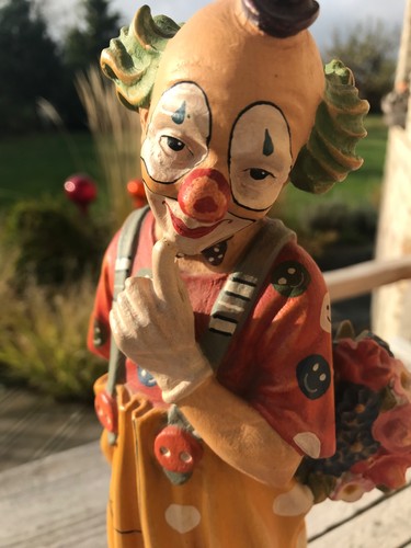 Clown mit blumenstrauß aus - mit, blumenstrauß,