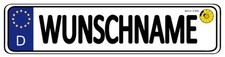 Namensschild im KFZ Kennzeichen Look +Pad versch.Größen