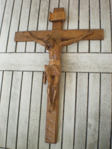 Altes holz kreuz jesus 57x38cm - altes,
