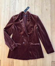 Neu Esprit Collection Hochwertiger Stretch Samt Jacke Blazer Anzug Gr.40 Weinrot