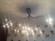 Design Lüster Kronleuchter Deckenlampe Lampe Leuchte 30-flammig G4 Silber/Chrom