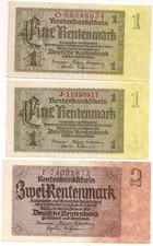 RENTENBANK - Ro. 166 b, c; 167 b - 1,1,2 Rentenmark 1937 (3 Scheine)