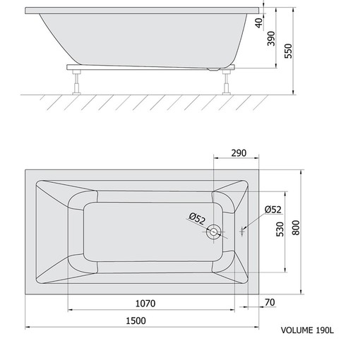 Noemi badewanne 150x80cm - badewanne,