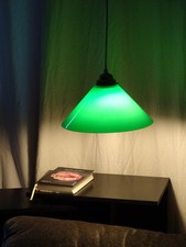 Hängeleuchte, grünes Glas, innen weiß, Stil Art Deco/ Billard/ Schuster