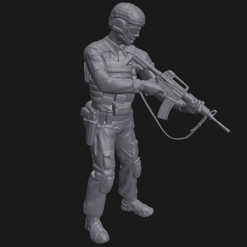 Soldat mit gewehr druck - gewehr, 3d