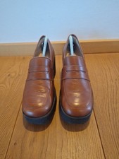 College Schuhe Damen Leder Plateau Blockabsatz 37 38 37,5 Unisa Braun gepflegt