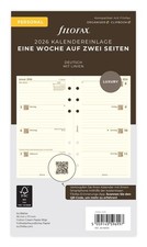 Filofax Kalender Personal Wochenkalender 1 Woche auf 2 Seiten cotton