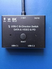 USB C Bidirektionaler 2 zu 1 Switch (10 Gbps Daten, 8K UHD Video, Power 100 W)