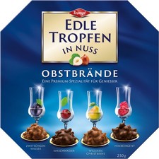 Trumpf Edle Tropfen in Nuss blau Obstbrände 250g Packung