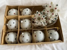 16 x alter Christbaumschmuck Glas Glasfaser 8 Kugeln 8 Sterne Weihnachtsschmuck