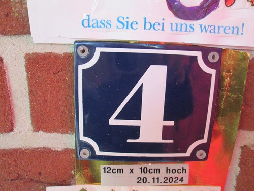 Hausnummer emaille 4 - nr., +