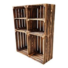 Holzkisten Regal Obstkisten geflammte Kisten Box Holztisch 4er 50 x 40 x 30 cm