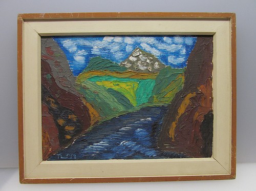 Altes ölbild berge - Ölbild, mit