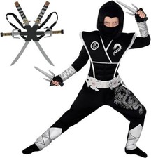 Deluxe schwarz ninja - schwarz, kostüm