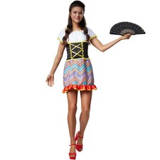 Mexikanerin Kostüm Senorita Mexiko Party Damen Kleid Rüschen Fasching Karneval