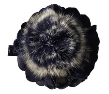 Pelz Brosche Rex Anstecker Klammer Haar 2in1 Schmuck Mode Fell Blume EFD Blau