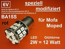 LED BA15S rot für 6V Mofa Moped modifiziert, mit Spannungsregler Gleichrichter