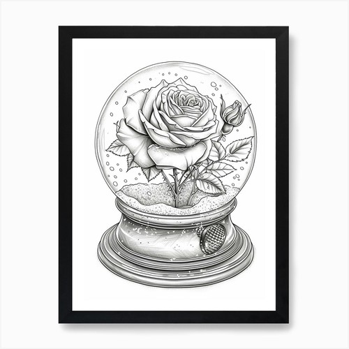 Rose einer schneekugel - rose,