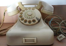 Bakalit Telefon, W48 Krone Tischfernsprecher,elfenbein,Wählscheibentelefon 1961