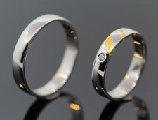 1 PAAR TRAURINGE 1 BRILLANT 0,03CT AUS 950/-PLATIN/GOLD WERT EUR 2998,-