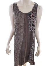 SOGGO Strickkleid für Damen Braun M Ärmellos Runder Ausschnitt