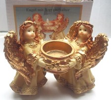 "BAMSEL" goldglitzernde Engel mit Teelichthalter ca. 12x15x7 cm Gewicht ca.350 g