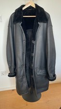 Boss Lederherrenmantel schwarz mit Lammfellfutter schwarz Größe 54