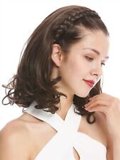 Halbperücke Haarteil edel geflochtener Haarreif schulterlang 45cm Locken Braun