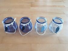 4 Stück Blaues Windlicht mit einem Fisch (maritim) Glas