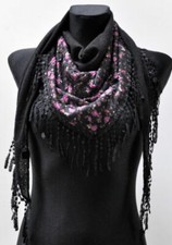 Tuch Schal Stola Halstuch Schals Fransen Faltens​chal cotton Dreiecktuch NEU