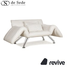 de Sede DS 142 Wing Leder Liege Weiß Sessel Sofa Chrom Füße manuelle Funktion
