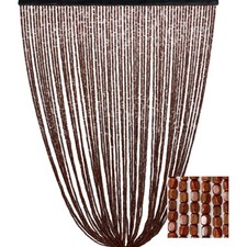 Handgemachte Natur Braun Holz Perlen Vorhang - 100% natürliche Bambusfäden - Sch