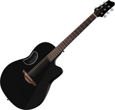 Western Akustik Gitarre Roundback Carbonfaser massive Fichte Decke Schwarz Gloss