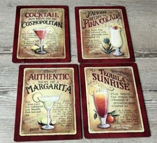 Cocktailrezepte 4 Blechschilder Retro