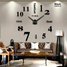 3D Wanduhr 120cm Modern Deko Design Wall Sticker DIY Big Watch Clock 