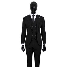 Slim Fit Herrenanzug mit Weste in Schwarz - Hochzeit-Bühne-Anzug-Sakko