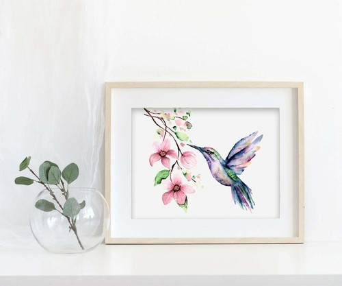 Aquarell kolibri floral blumen - aquarell,