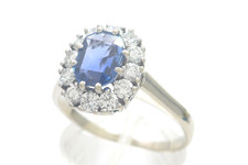 Größe 61 Ring 585 GOLD 14 Karat Weißgold anello Saphir Diamanten oro G3864/25