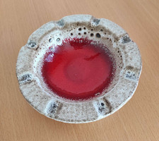 Aschenbecher, Keramik  mit Emalie,  Vintage