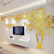 Wandtattoo Baum 3D Wandsticker Wohnzimmer Schlafzimmer Natur Gold XL-400