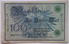 Dt. Reich 100 Mark Reichsbanknote, Berlin 7. Februar 1908. SN grün, gebraucht
