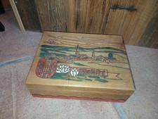 Holzbox Brandmalerei MATTSEE Oberösterreich Österreich Wappen Ansicht alt antik