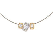 Niessing Schnur Collier mit 3 Anhängern Diamant-Emerald-Schliff ca. 1,4 ct. G