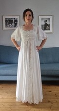Vintage 70er Jahre Hallé weiß Boho Brautkleid 2 teilig Gr. 8-10