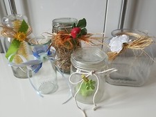 5x Vintage Vorratsgläser  Pressglas Vorrat Glas Dose  Deckel Flasche 