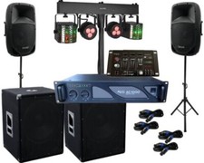PA Komplett Set 17 Powermixer Anlage LED Licht Verstärke Musikanlage 3100Watt