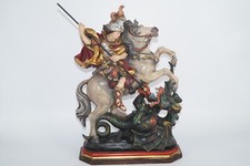 [12171] Skulptur FigurGeorg auf Pferd & Drachen Holzfigur  Drachentöter