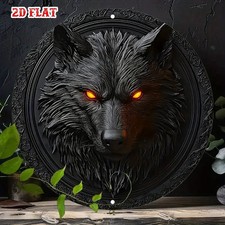 Wikinger Wolf Fenrir Gothic Kopf Metall Wand-Deko Germanen Thor Wandbild Schild