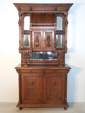 EF1577 Prunkvolles Gründerzeit Aufsatz Buffet flämischer Stil aus Eiche um 1890